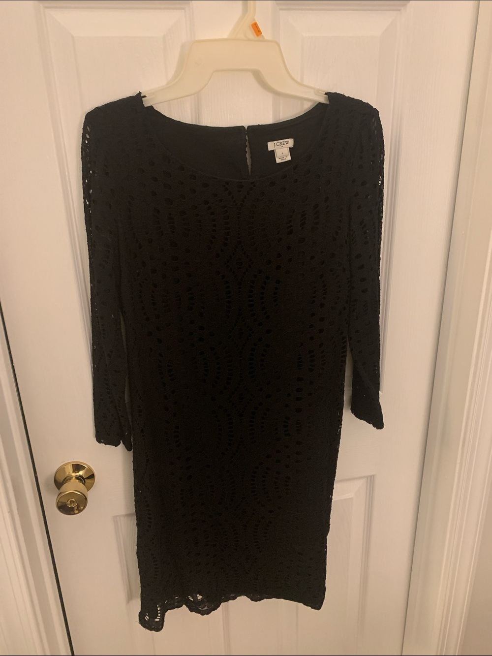 J. Crew Black Crochet Long Sleeve Sheath Dress